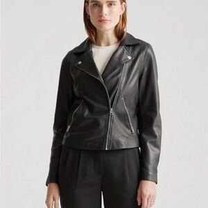 Quince Women’s Black Leather Biker Jacket